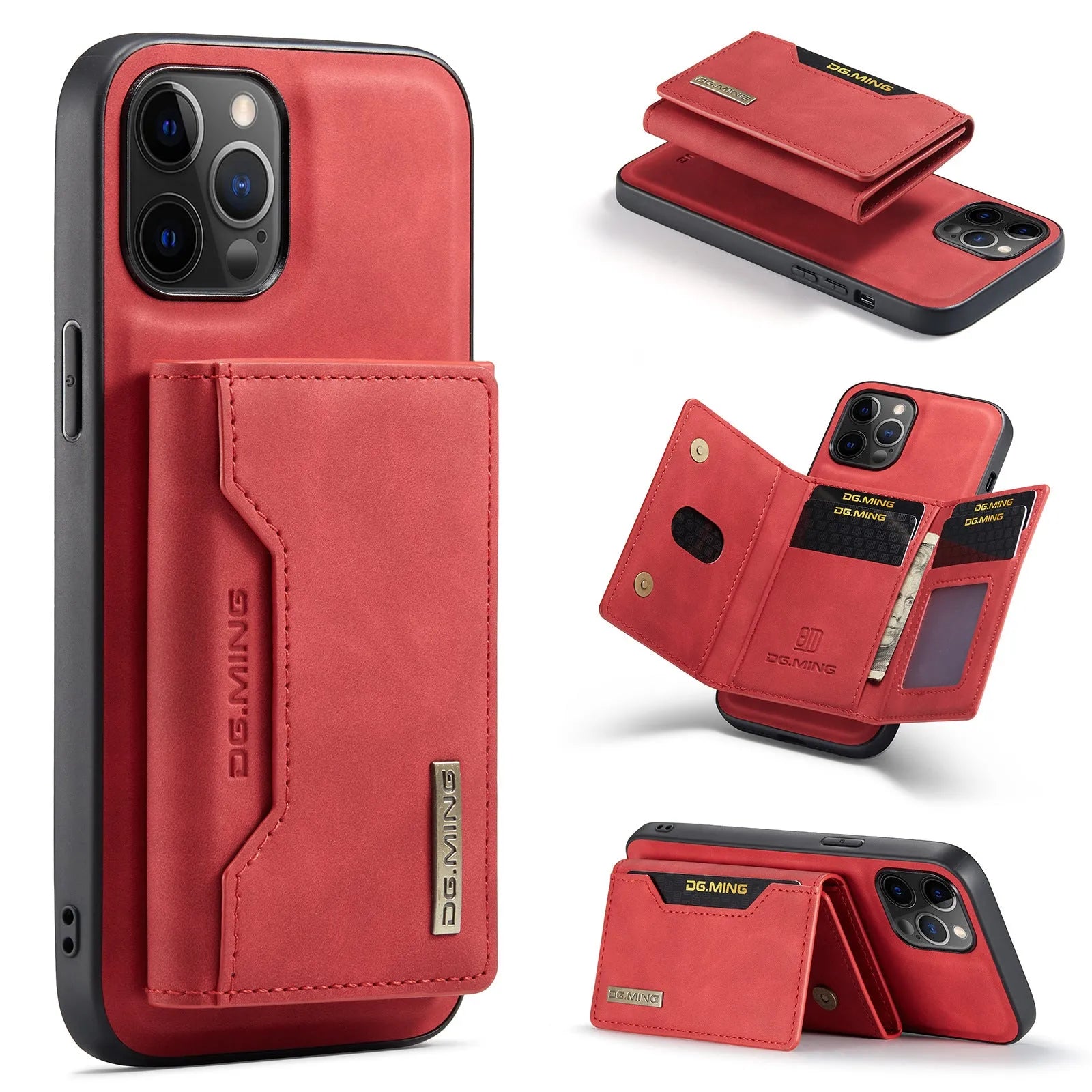 Wallet style magnetic card holder PU phone case for iPhone 16 series, retro design with multiple colour options