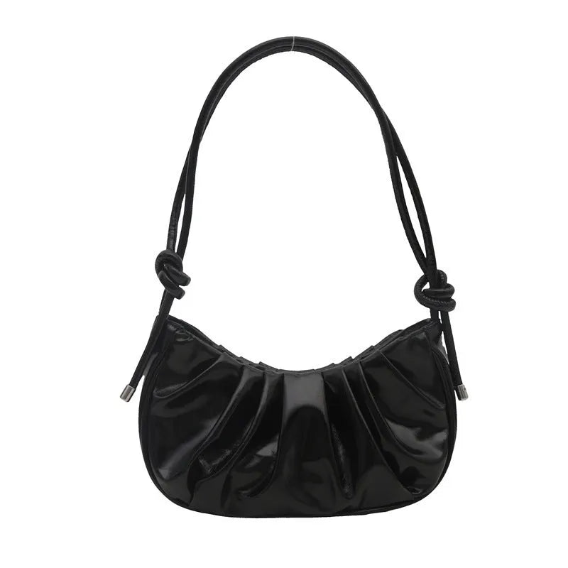 Korean style horizontal square messenger bag in black, gold, purple or silver with file organisation