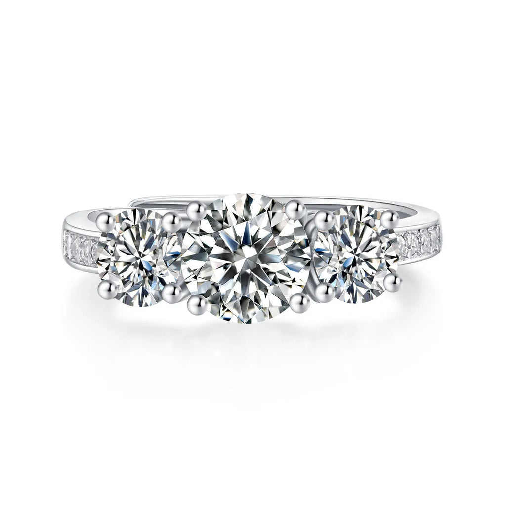 Trend adjustable moissanite ring silver band open mouth design 1 karat round stone