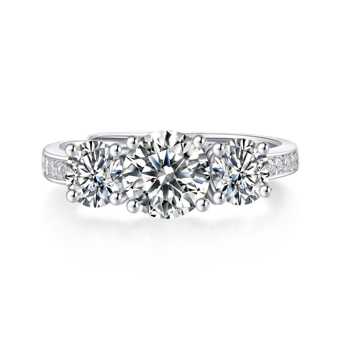 Trend adjustable moissanite ring silver band open mouth design 1 karat round stone