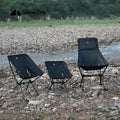 Aluminium alloy folding moon chair in outdoor setting with Oxford cloth seat