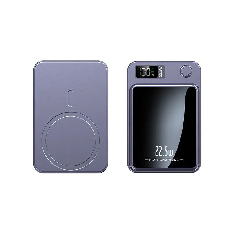Ultra-thin wireless magnetic power bank in black with PD22.5W fast charging and 10000mAh capacity