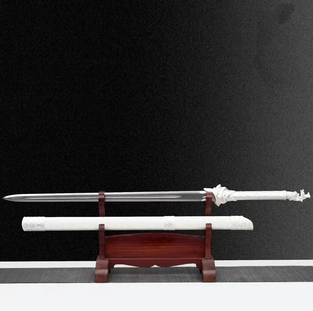Shaoshi Integral Precious Sword katana with 108CM overall length, 65 manganese steel blade, and solid wood leather-covered scabbard