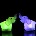Elephant night light, vinyl, 8x8.8x4.5cm, battery operated, 7 colour slow flashing lamp