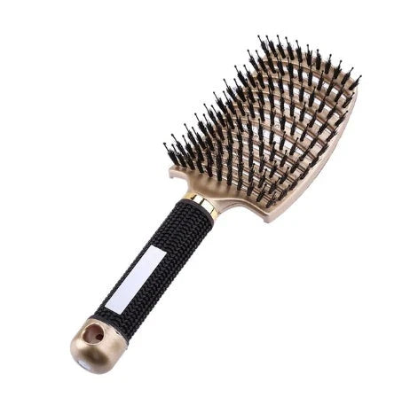 Detangling hairbrush with bristle and nylon teeth for effortless hair management and scalp massage