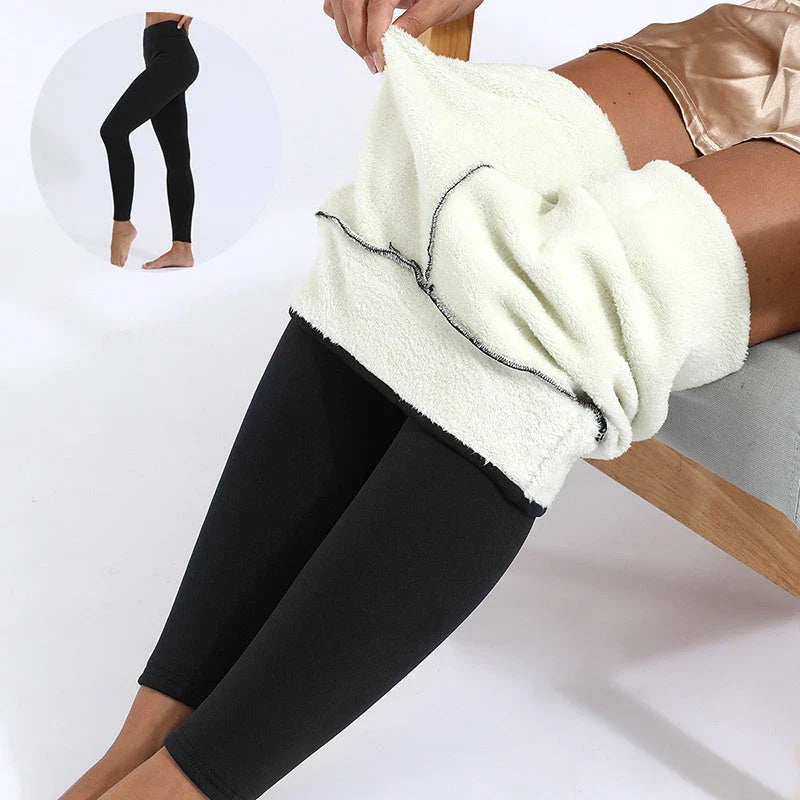 Premium stretch leggings for women featuring a luxurious lamb cashmere blend, thick and warm construction, and a flattering fit.