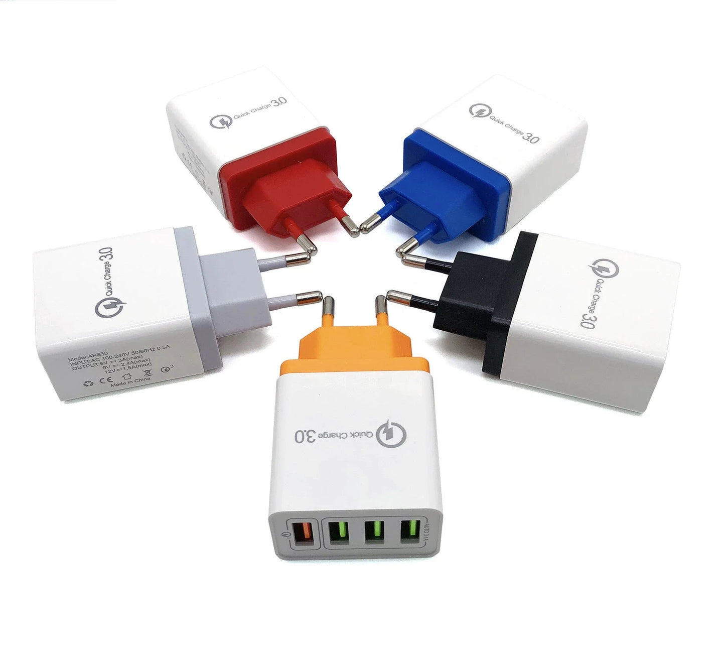 4-port USB wall charger with Quick Charge 3.0 technology for fast charging of smartphones and tablets