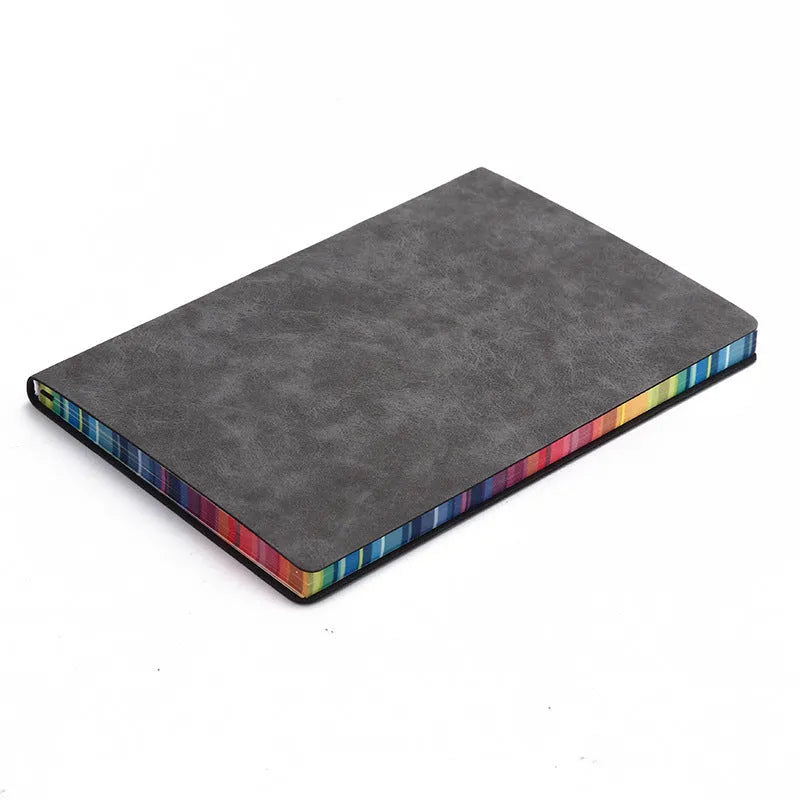 Rainbow side A5 PU leather notebook with lock line binding and 100g Daolin paper