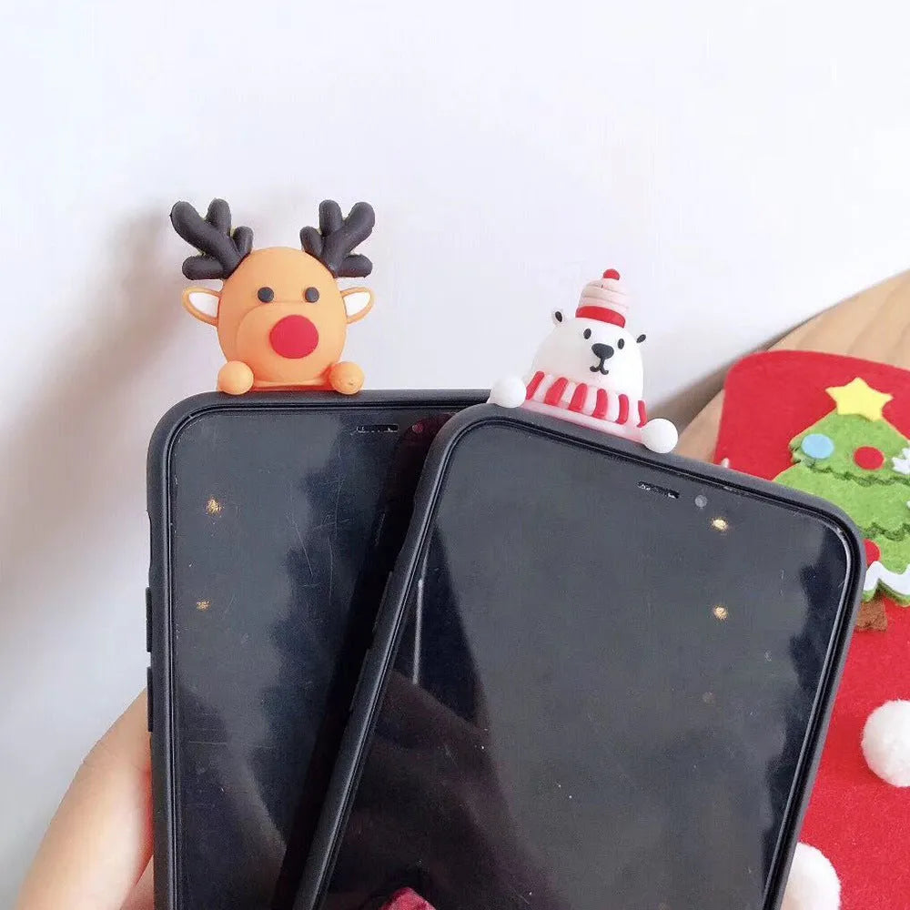 Christmas themed silicone back cover case for various iPhone models in festive red colour.