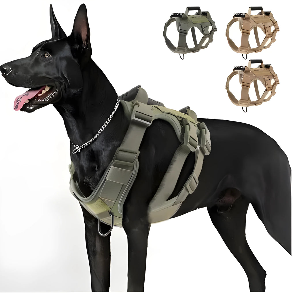 Dog chest harness anti-rush reflective breathable in black, camouflage, green, khaki for medium large dogs
