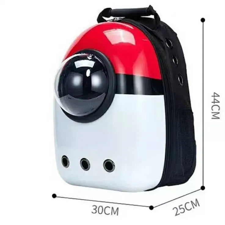 Transparent pet space capsule backpack with bubble window, black colour, on a white background