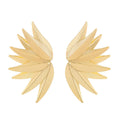 Gold and white leaves patch earrings with detailed leaf design made from alloy metal