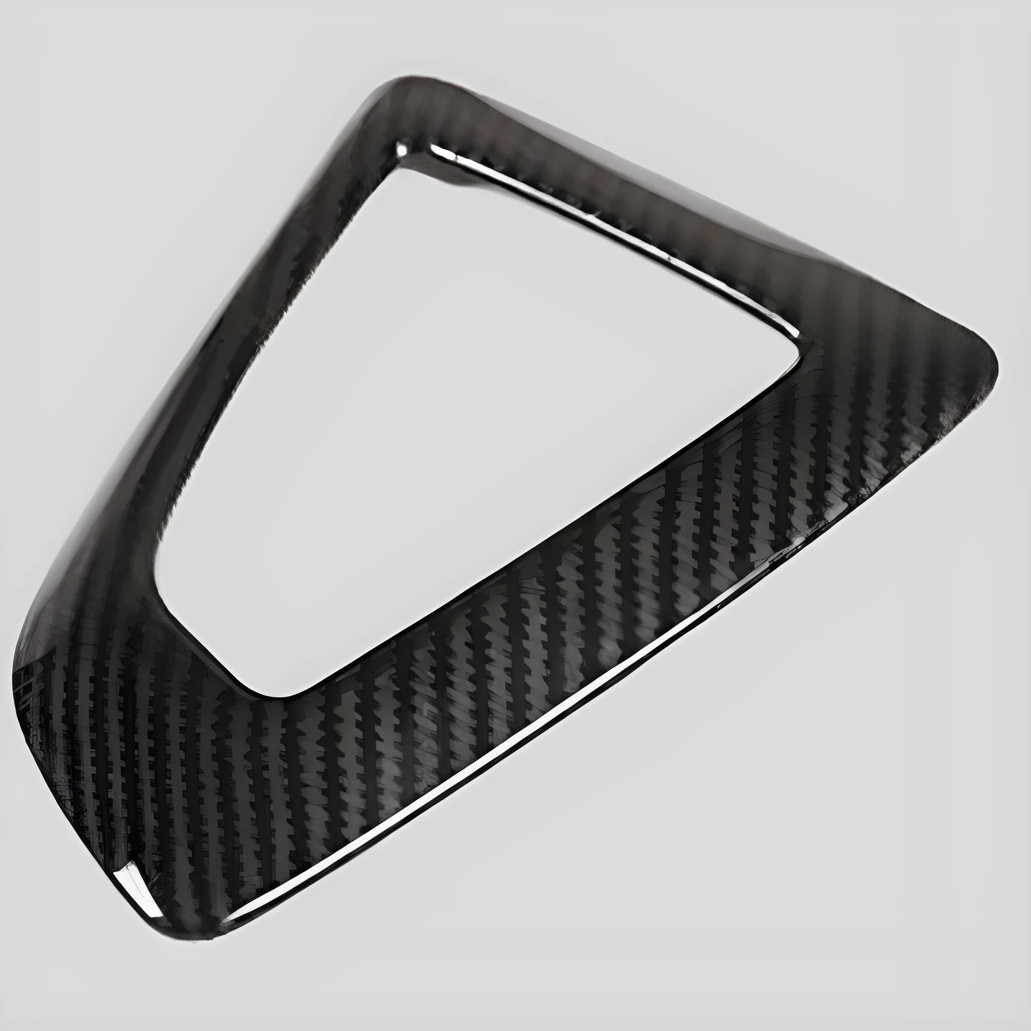 BMW dashboard gear base frame sticker with carbon fibre pattern, 13cm by 9cm