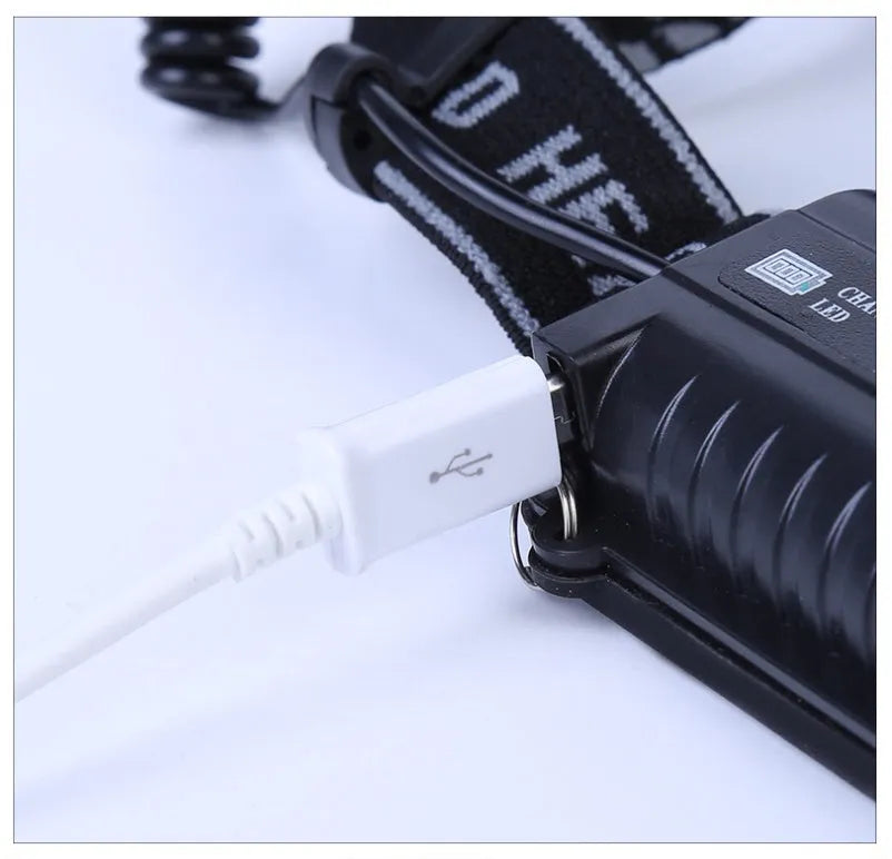 LED head torch with long 300-500 metre beam for camping and outdoor use