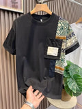 Men's camouflage slim-fit polyester t-shirt in black, front view for daily summer wear
