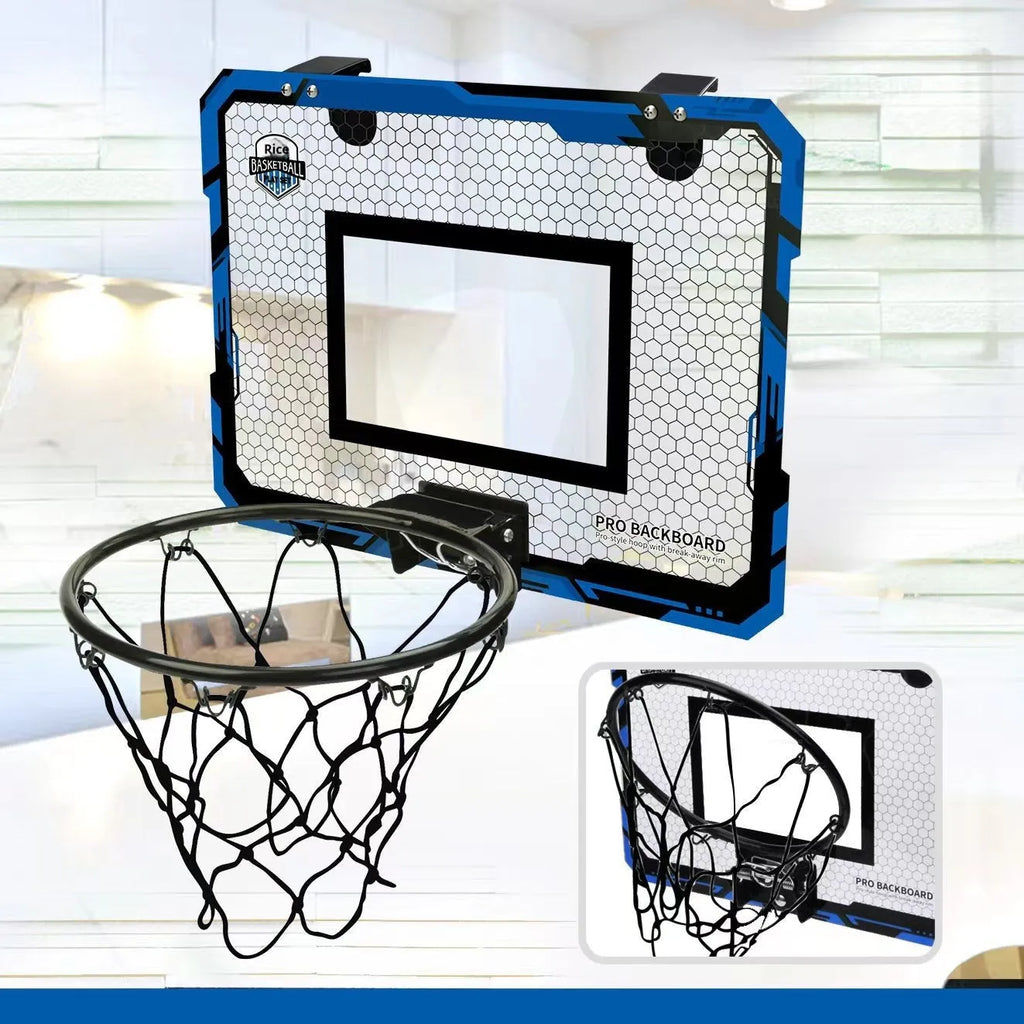 Red folding basketball frame with suction cup mount showing dual-use dunk and ball rack functions
