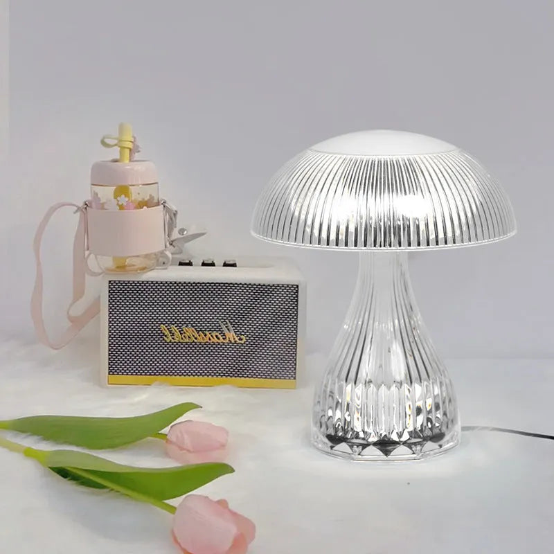 White acrylic USB rechargeable night lamp with touch control and three colour settings