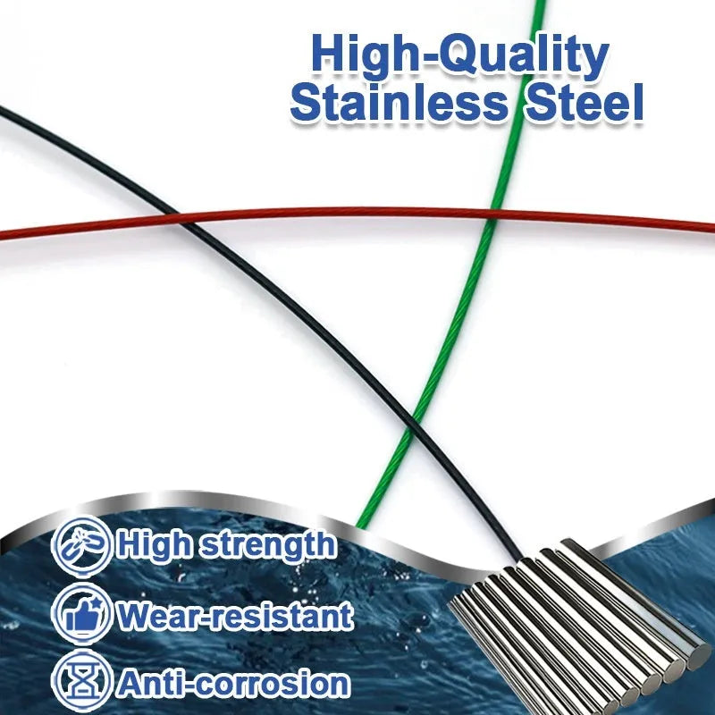 54cm anti-bite steel wire fishing accessories with double buckle pins in green, black and red colours