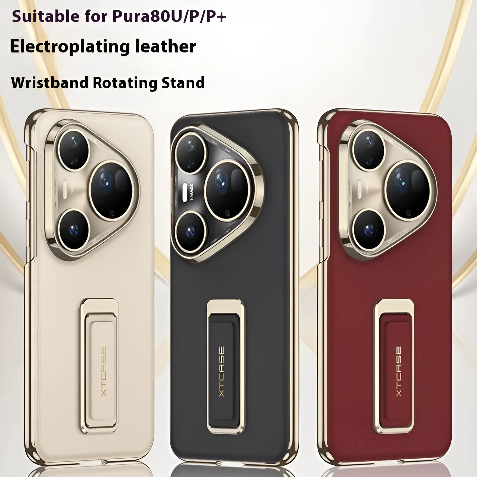 Huawei Pura80 phone case with rotating wrist strap in imitation leather