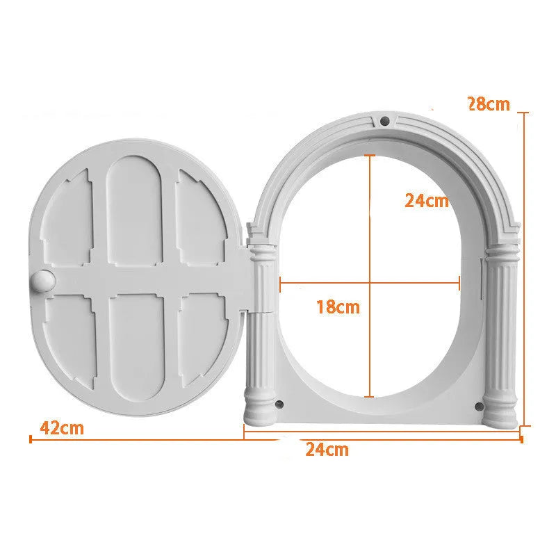 Plastic directional control pet door for cats and dogs, solid colour minimalist design, White Black Brown