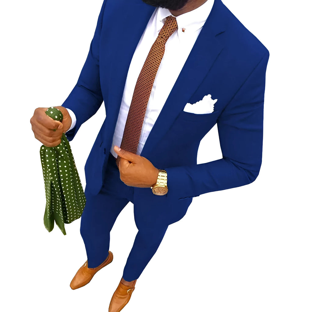 Men's cotton suit in multiple colours including purple, black, red, wine red, blue, gray, green, khaki, dark green, brown, dark blue, beige, white, dark purple, light purple, and pink options