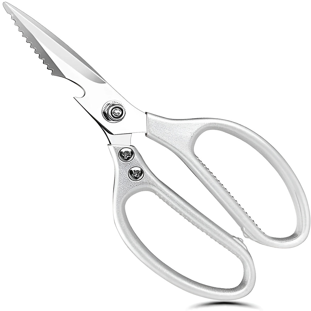Stainless steel household kitchen scissors with non-slip handle for cutting chicken bone and seafood