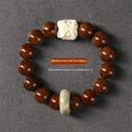 Hand-woven beaded circle bracelet with 13mm round beads in ivory nut, sandalwood, or yellow gradient bodhi style.
