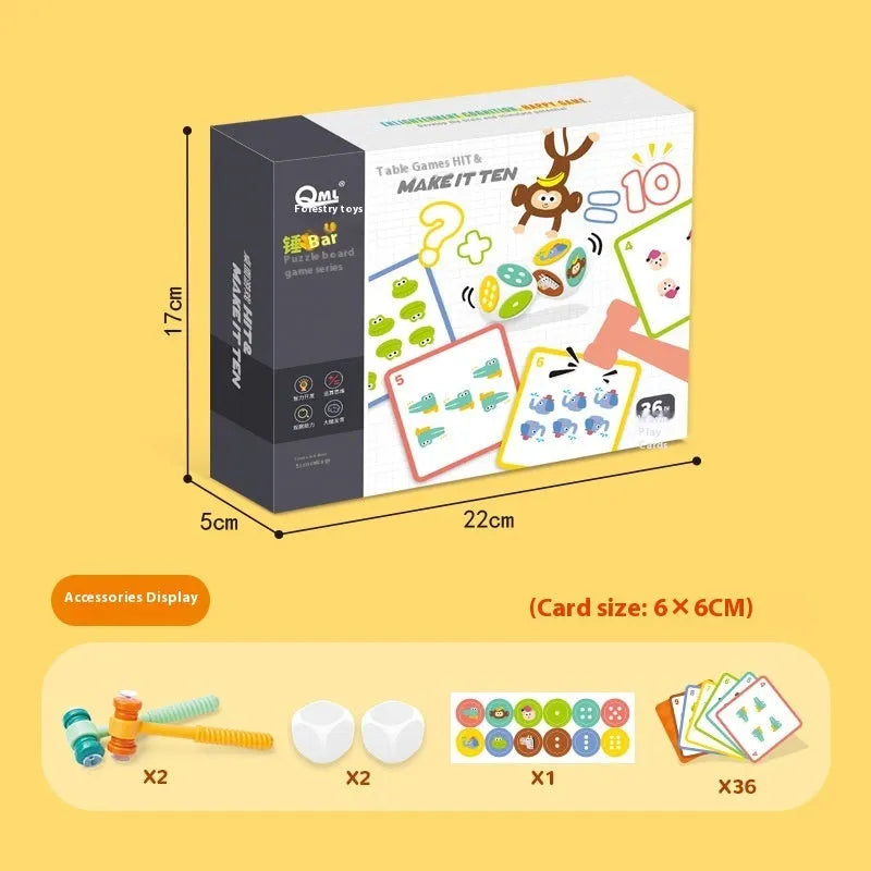Hammer ten bar ten method arithmetic training paper board game toy for vision intelligence hand-eye coordination interactive parent-child learning