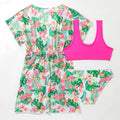 Girls' floral two-piece swimsuit in polyester fabric for swimming