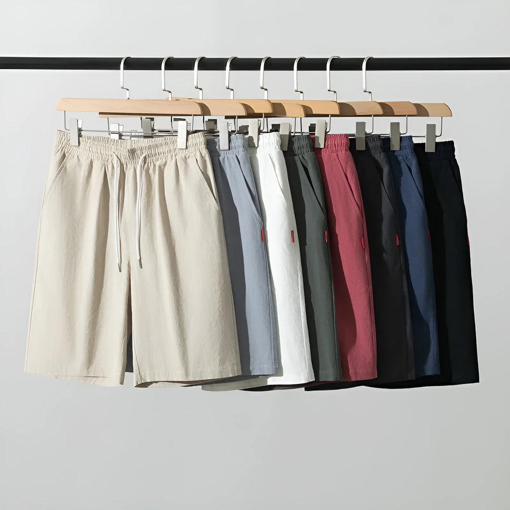 Cotton linen cropped summer pants in Army Green colour with a drawstring waistband.