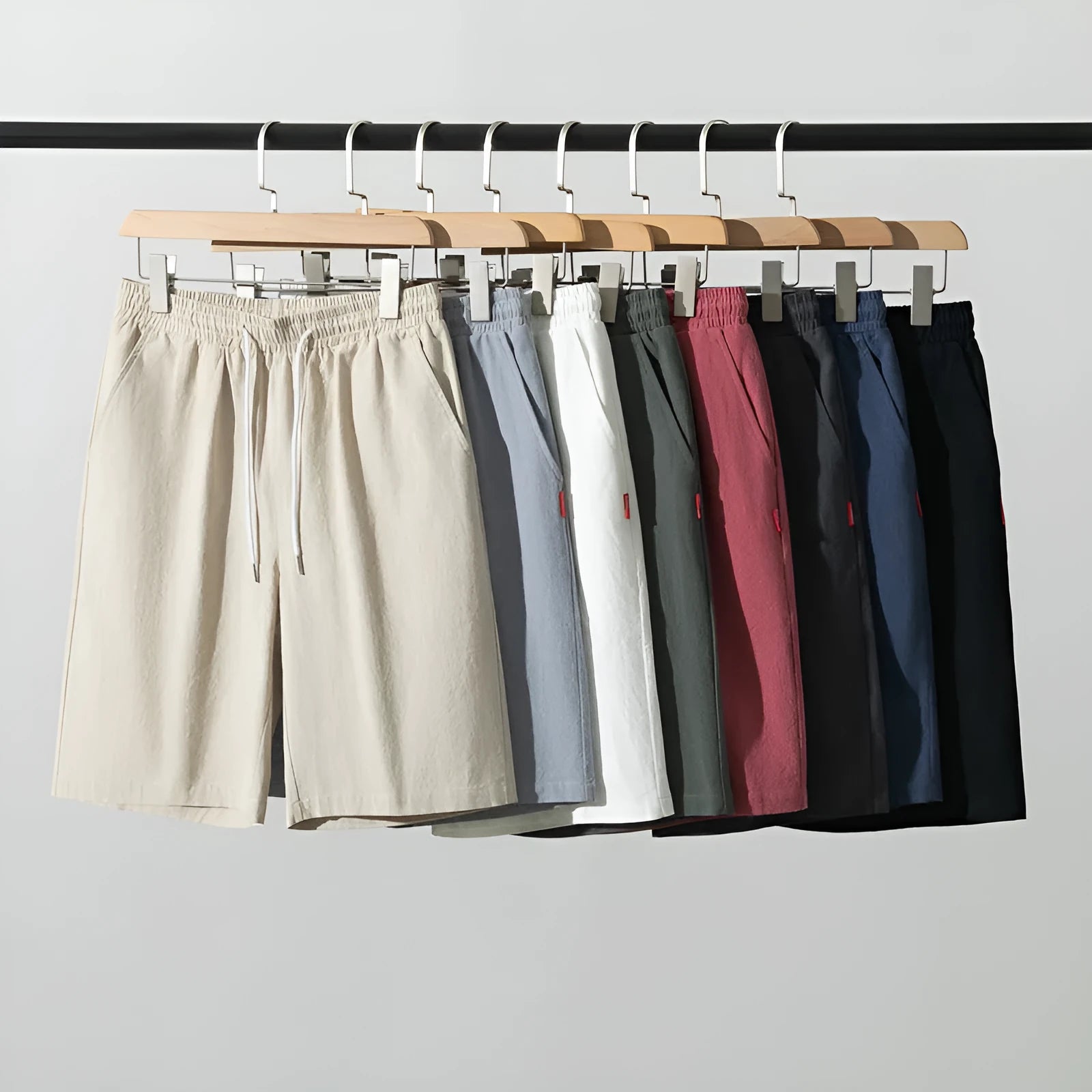 Cotton linen cropped summer pants in Army Green colour with a drawstring waistband.