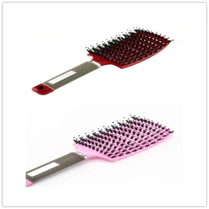 Detangling hairbrush with bristle and nylon teeth for effortless hair management and scalp massage