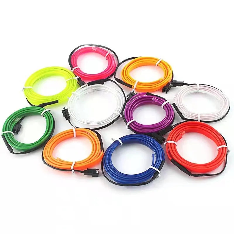 Six metre long USB-powered LED light strip for car interior ambient lighting in multiple colours.