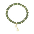 Chinese style bamboo joint jade bracelet and necklace set with safety knot