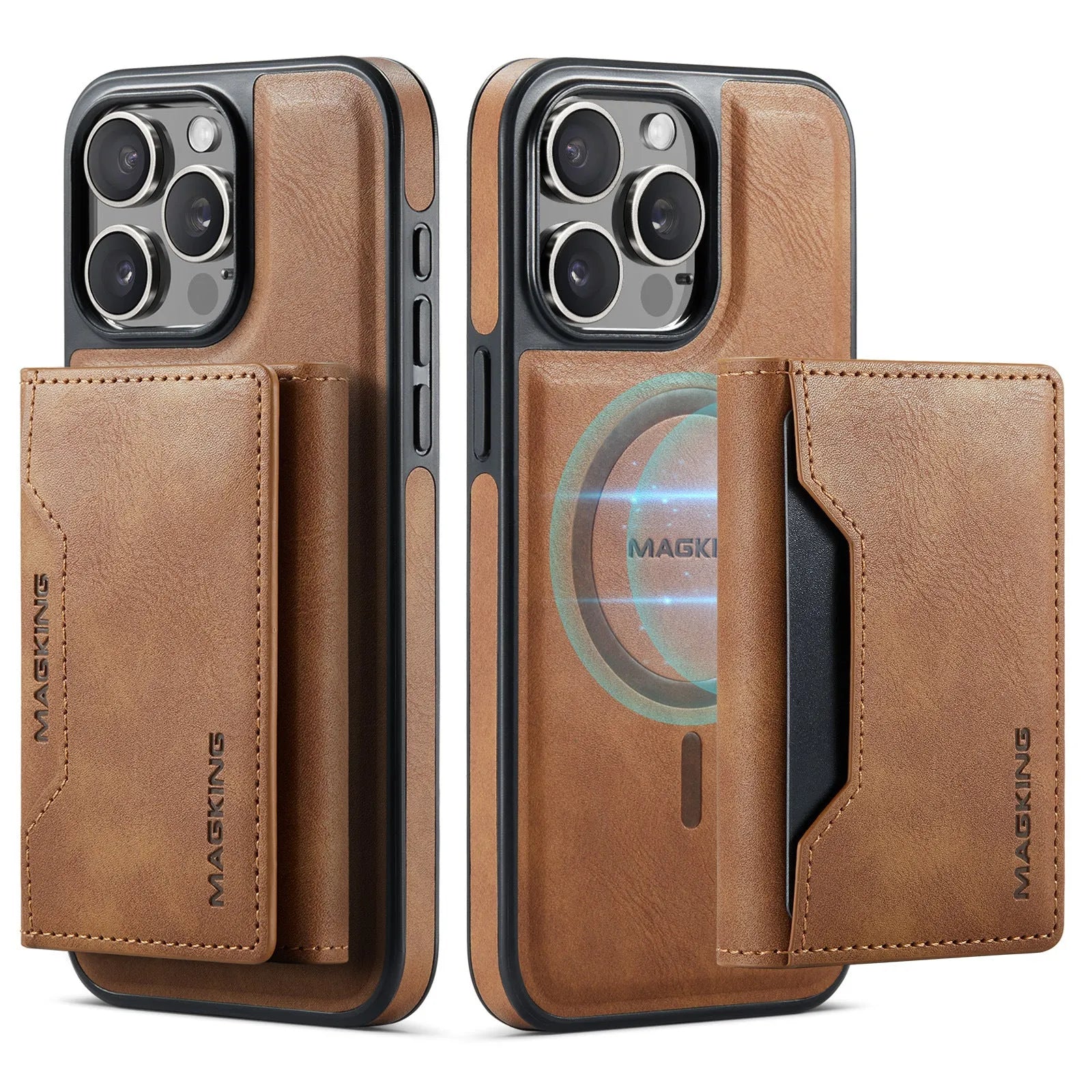 Multi-card TPU phone case with card slot and bracket for Apple iPhone, black colour
