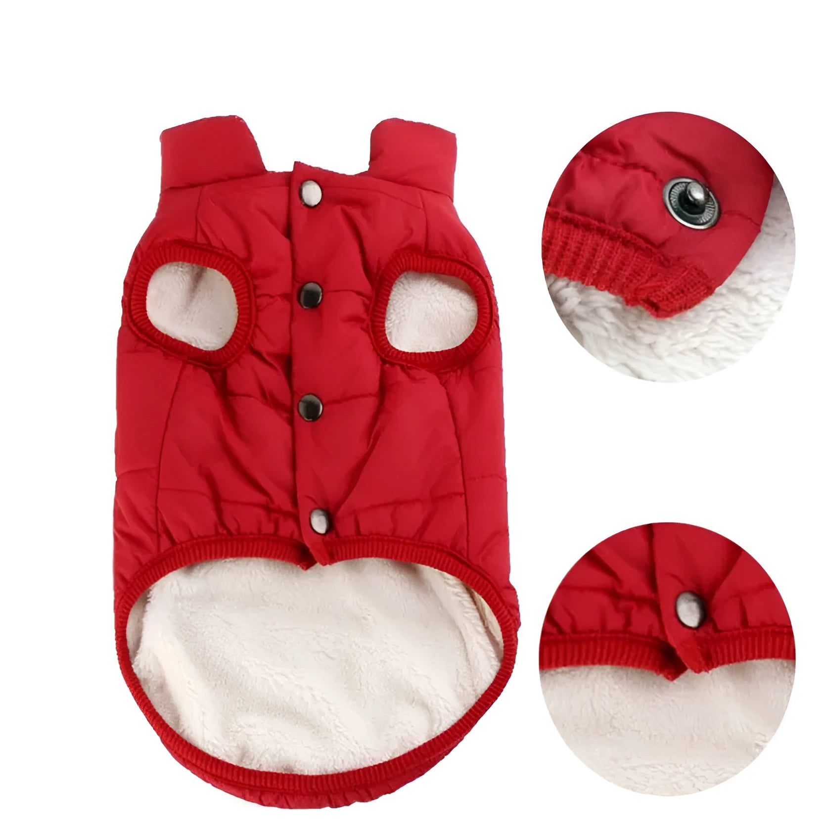 Cotton dog vest for small to medium dogs in red, blue, and brown colours