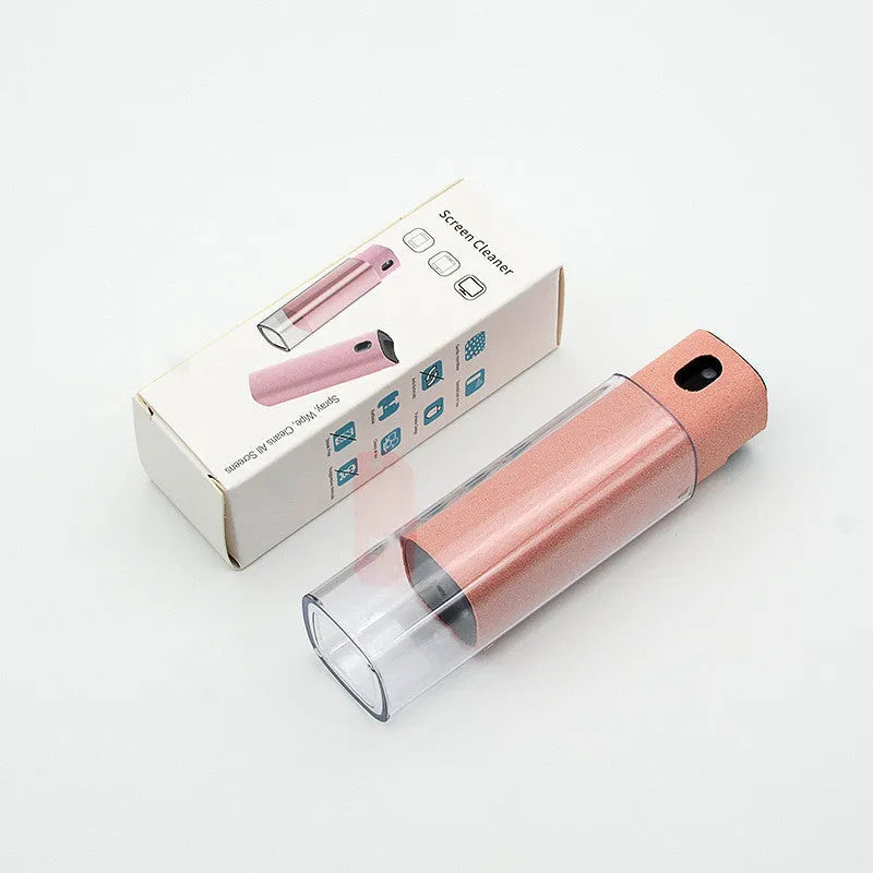 2 in 1 screen cleaner kit with microfiber cloth in pink and gray for phone and computer screens