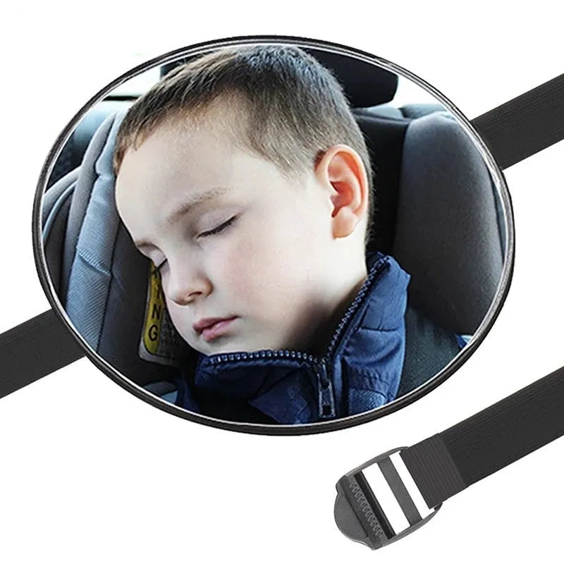 Black ABS baby safety seat rearview mirror mounted on car headrest