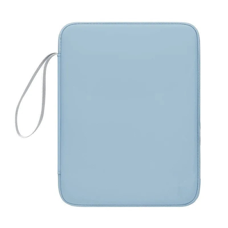 Imitation leather tablet protective case in light grey, shown with a tablet inserted.
