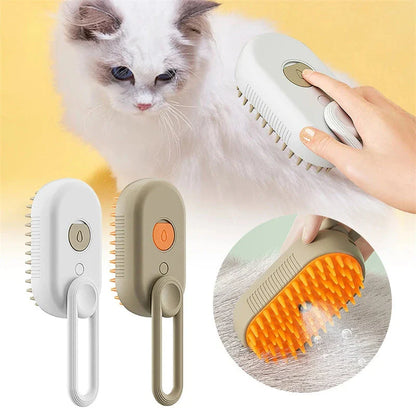 Versatile pet grooming brush with steam and spray function, made with premium ABS and silicone materials for gentle and effective pet hair care