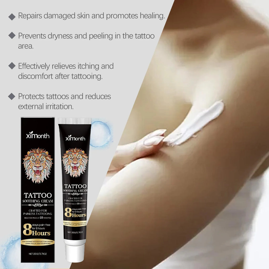 20g tube of tattoo soothing neck cream with mint leaf and tea tree oil for post-tattoo care