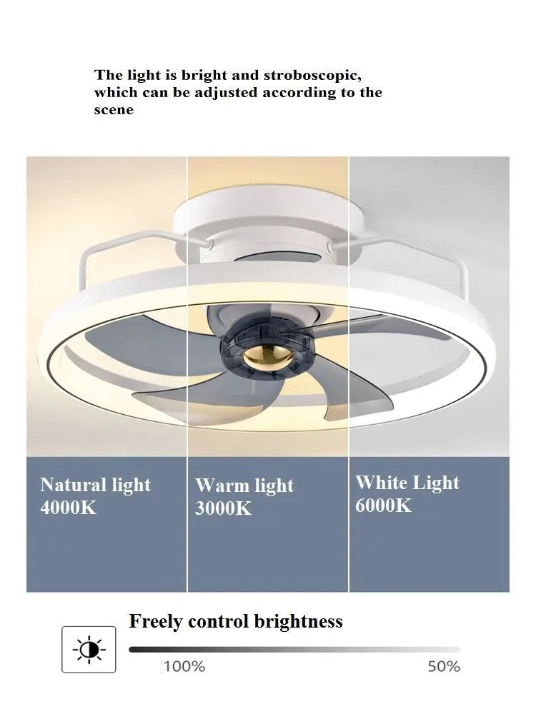 50cm diameter ceiling fan light with integrated illumination and modern simple design
