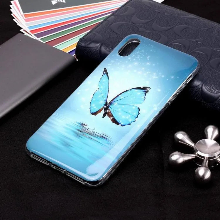 Luminous cartoon animal design phone case for iPhone models glowing in low light