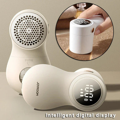 Electric Fabric Shaver with smart LED display, USB charging, and powerful 6-blade cutting system for lint and fuzz removal