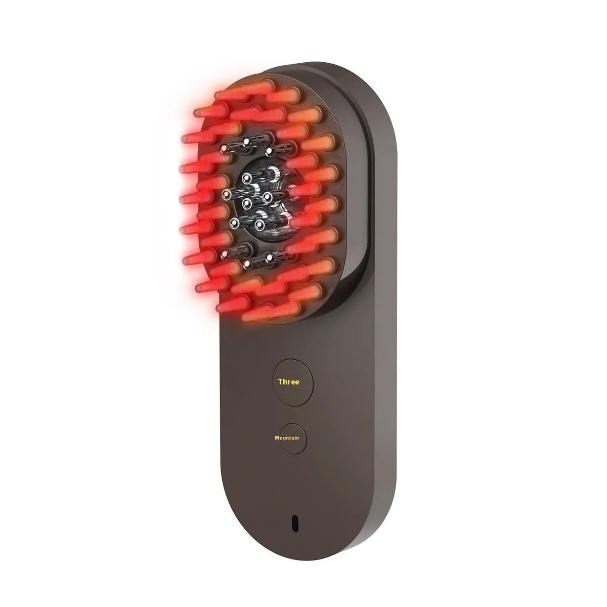 Smart massage comb with red light therapy in pink and black colours