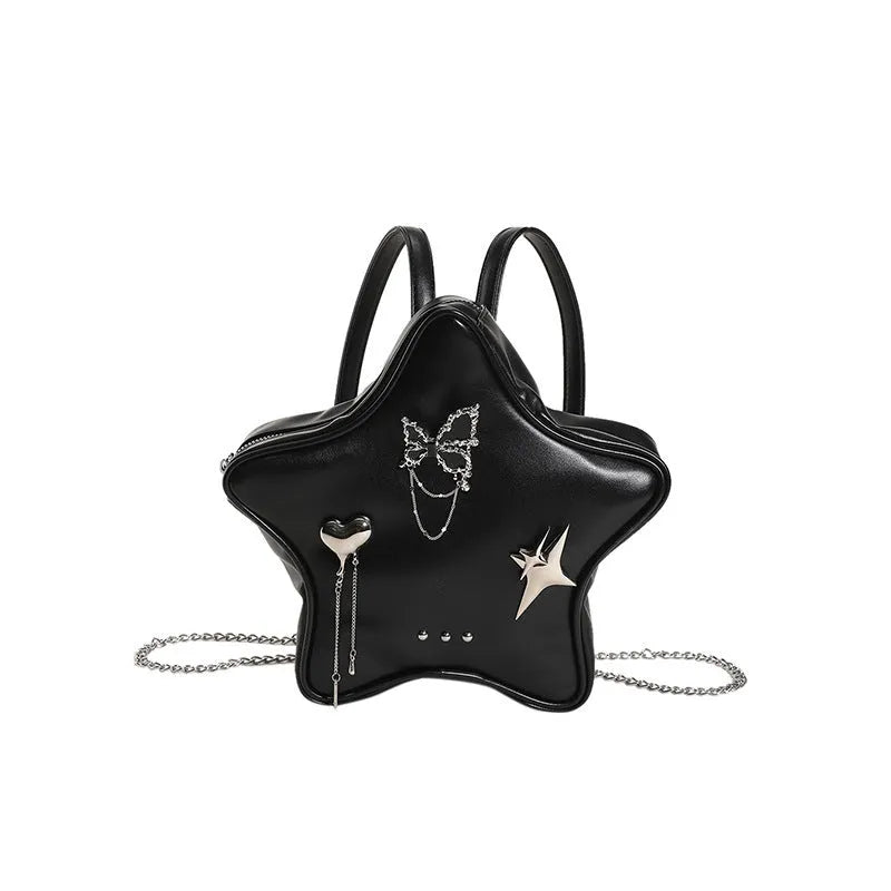 Soft black PU leather women's shoulder bag worn cross-body and as a mini backpack