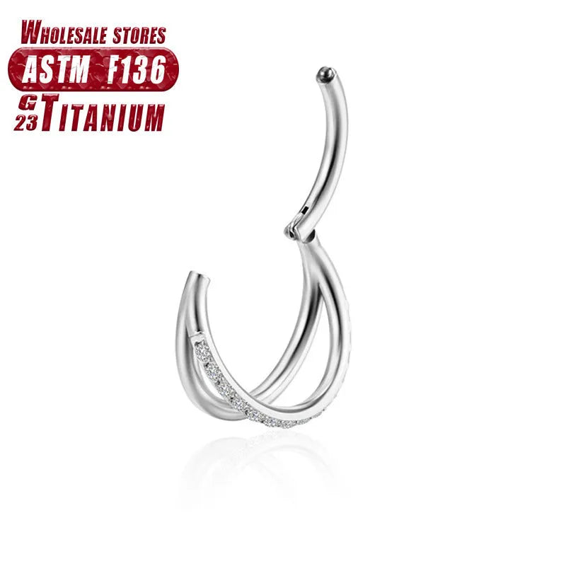 Titanium alloy fork nose ring body piercing jewellery in multiple colours and sizes