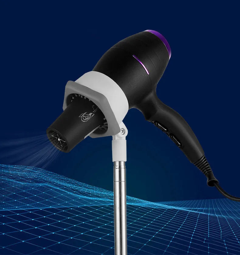 Floor hair dryer stand with adjustable tray for dog cat grooming in black finish