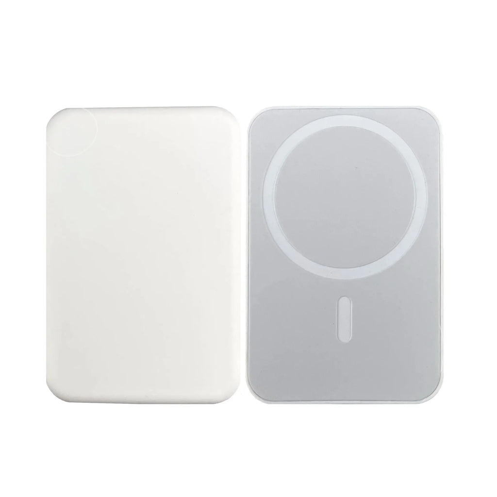 White magnetic wireless charging power bank with compact creative design