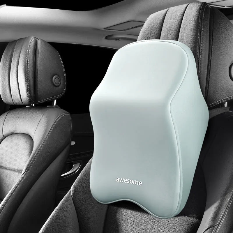 Memory foam car lumbar support pillow and headrest set in geometric pattern